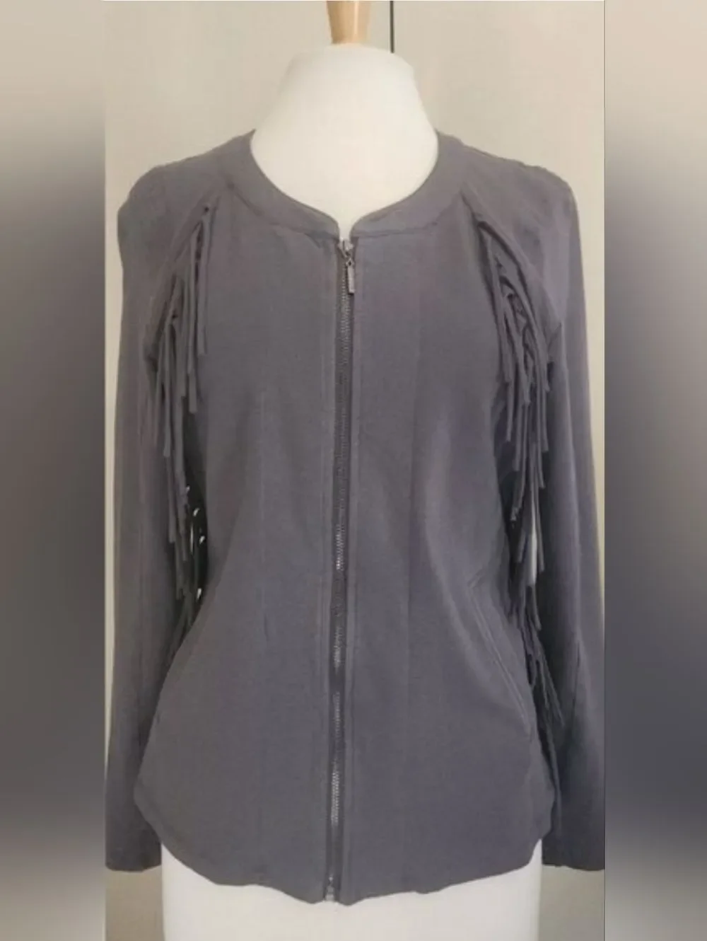Yest Gray Fringe Zip Front long sleeved Jacket - Western inspired